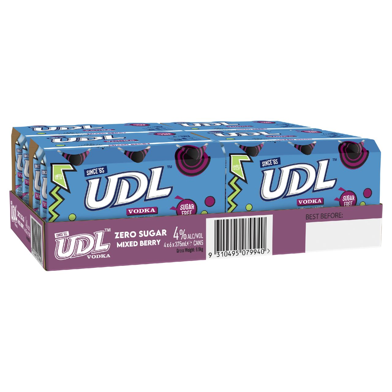 UDL VODKA MIXED BERRY SUGAR FREE 375ML CANS