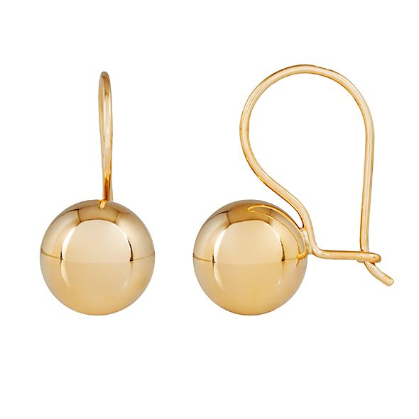 9ct Yellow Gold 9.5mm Euroball Earrings