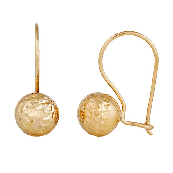 9ct Yellow Gold 8mm Faceted Euroball Earrings