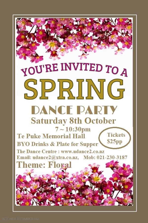 Spring Dance Party Te Puke War Memorial Hall TePuke Online