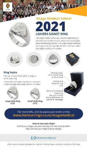 Otago Medical School 2021 Leavers Signet Ring - Honour Rings