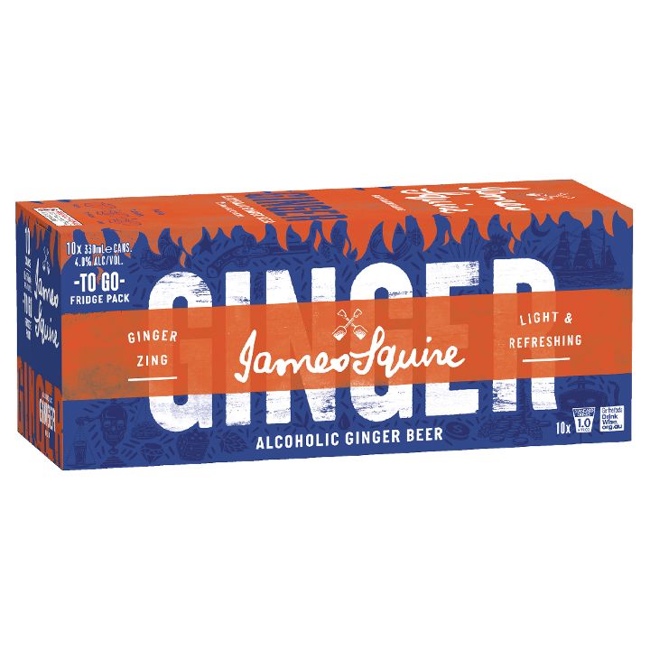 JAMES SQUIRE ALCOHOLIC GINGER BEER 330ML 10 PACK CANS