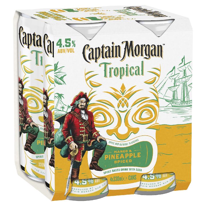 CAPTAIN TROPICAL MANGO & PINEAPPLE 330ML CANS